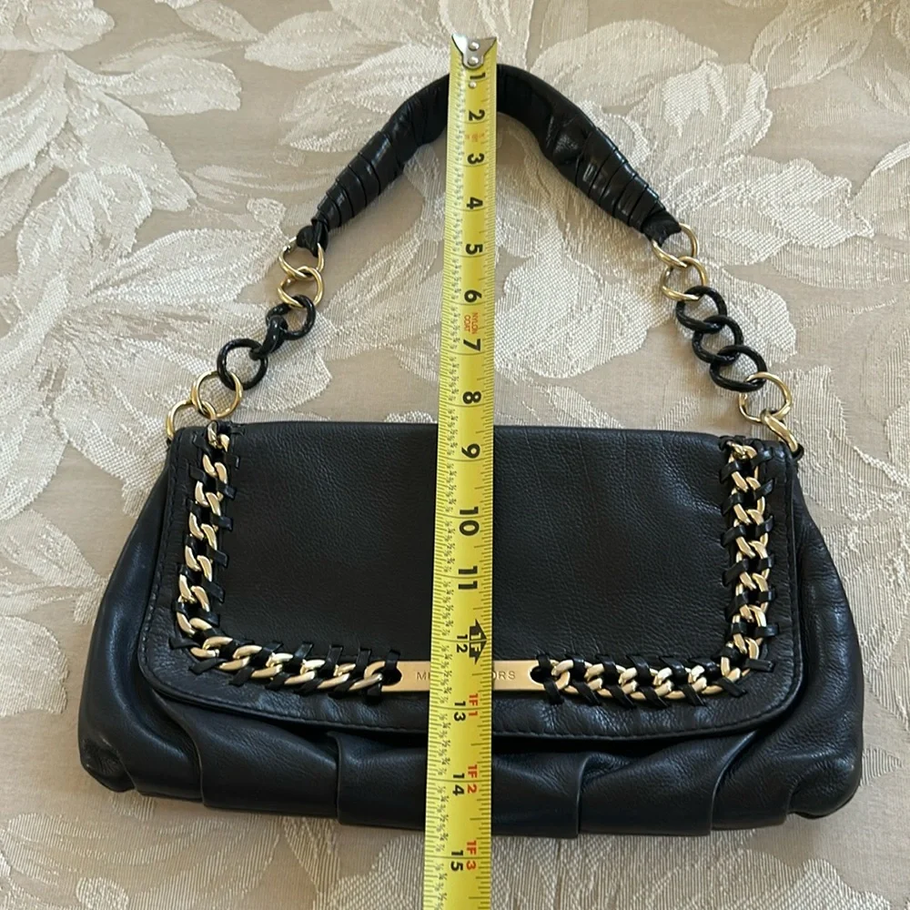 Michael Kors Black Leather Chain Shoulder Clutch